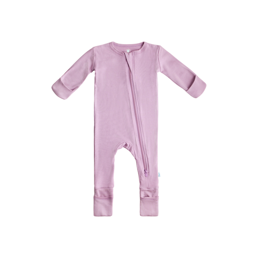 Baby Bamboo Pajamas w/ DreamCuffs® - Misty Mauve: 3 - 6 Months - Edwina Alexis