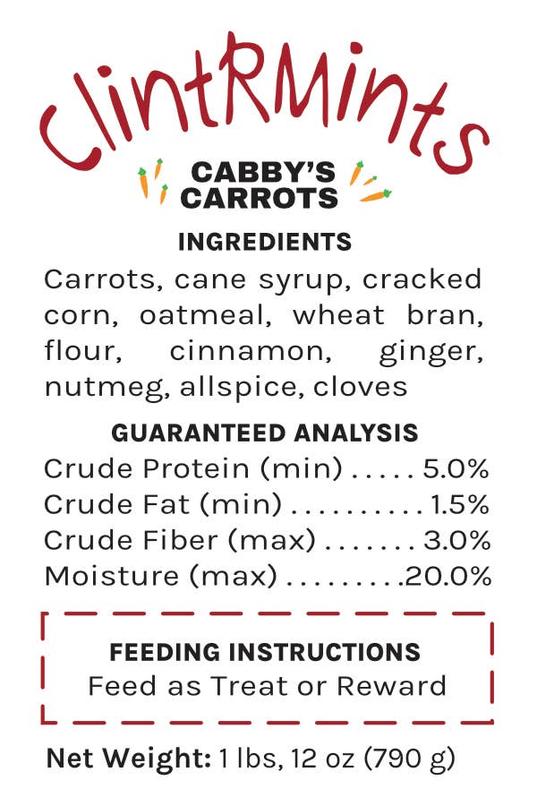 ClintRMint Horse Treats Cabby's Carrots Flavor : Small Bag