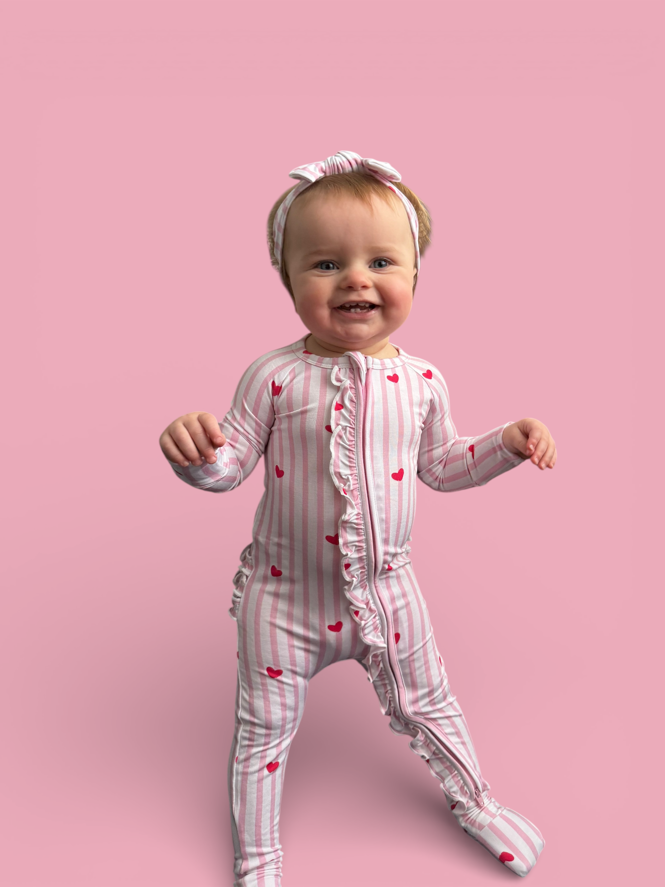 SWEETHEART STRIPES DREAM RUFFLE ROMPER: 2T