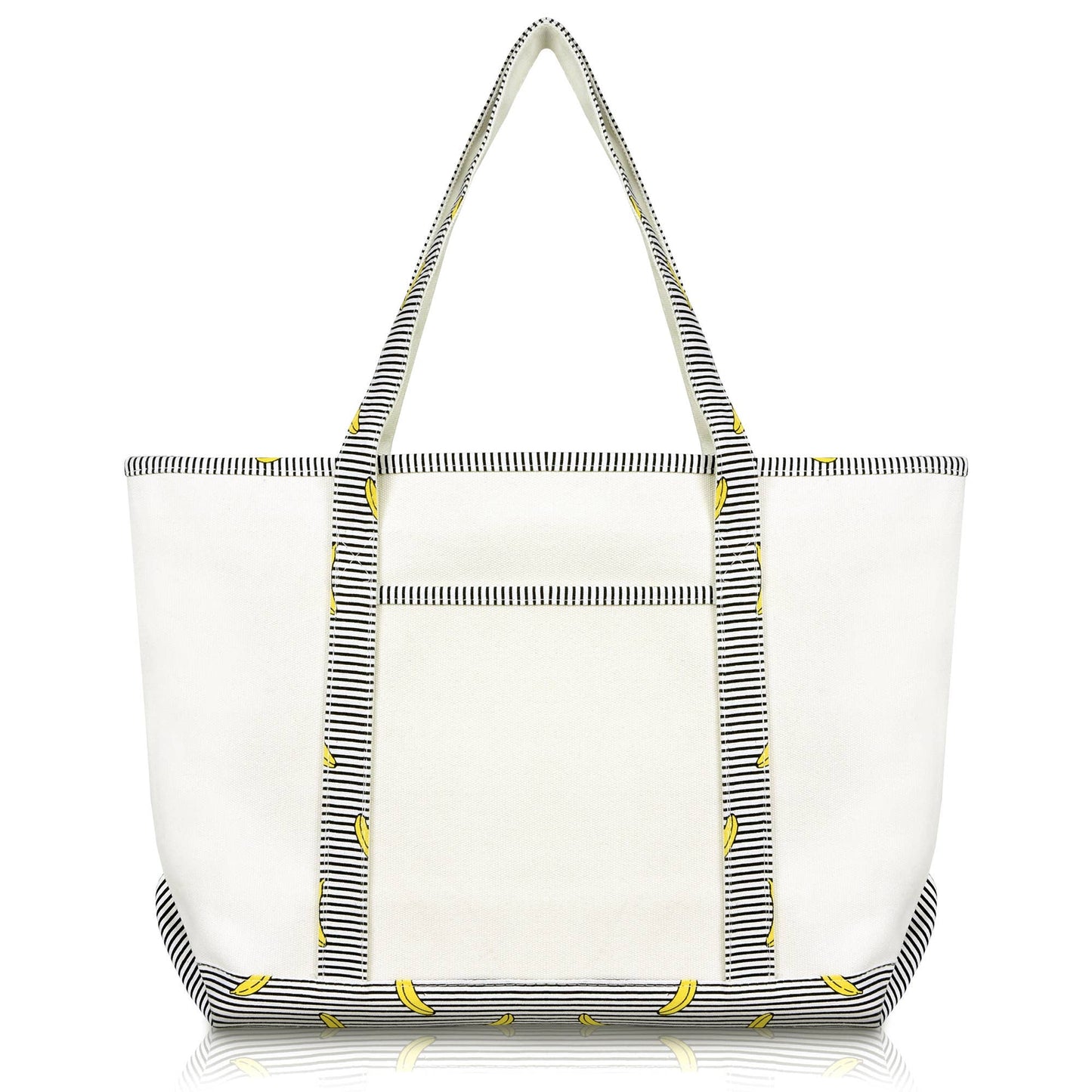 DALIX 23" Premium 24 oz. Cotton Canvas Shopping Tote Bag: Navy Blue