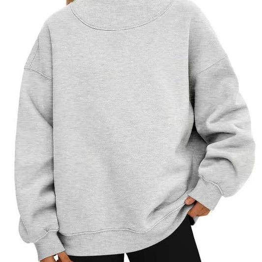 Oversized Mock Neck Top Sweatshirt : Gray / Contemporary / M