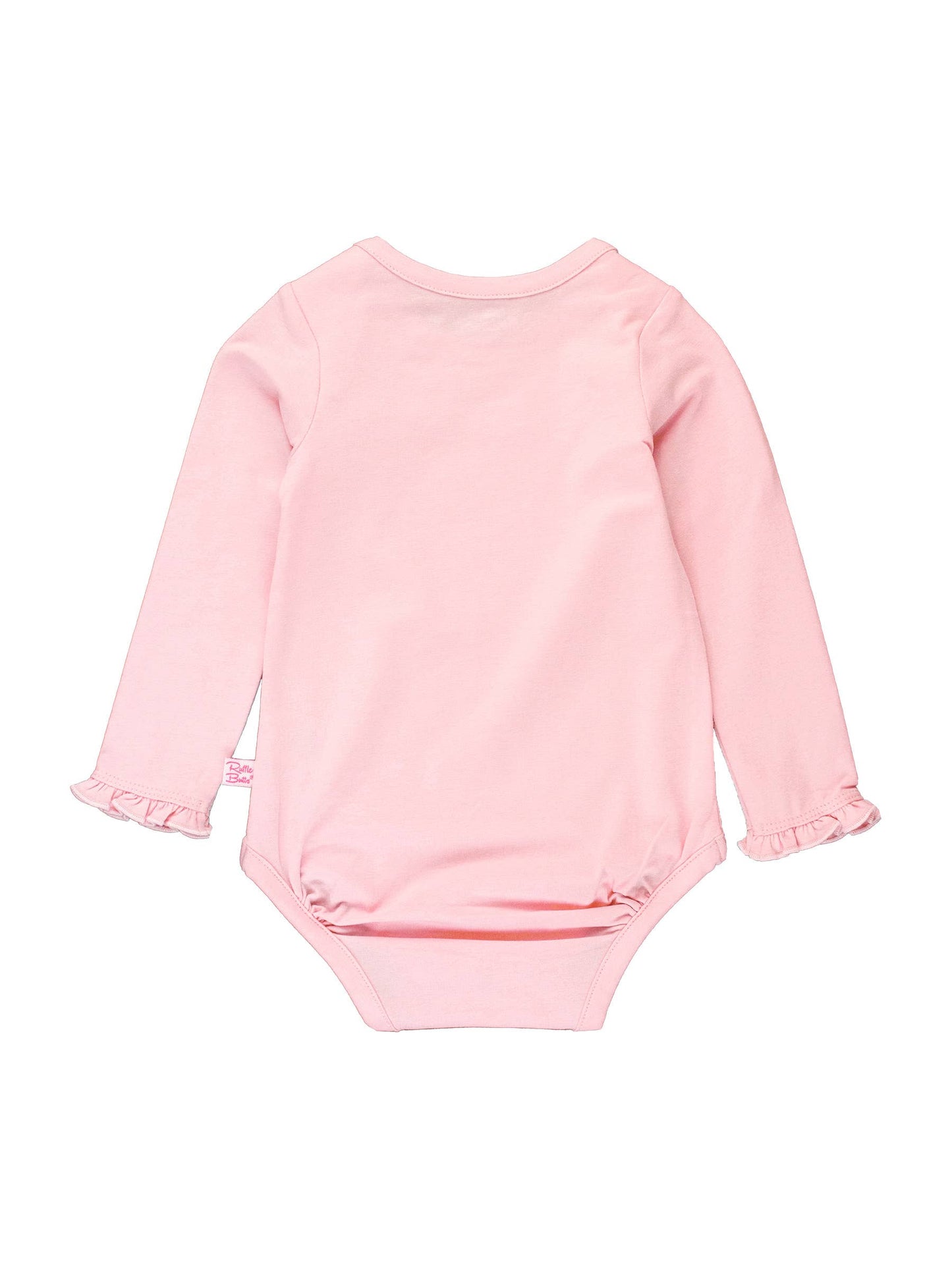 Baby Girls Pink Knit Long Sleeve Ruffle Bodysuit: Pink / 18-24m