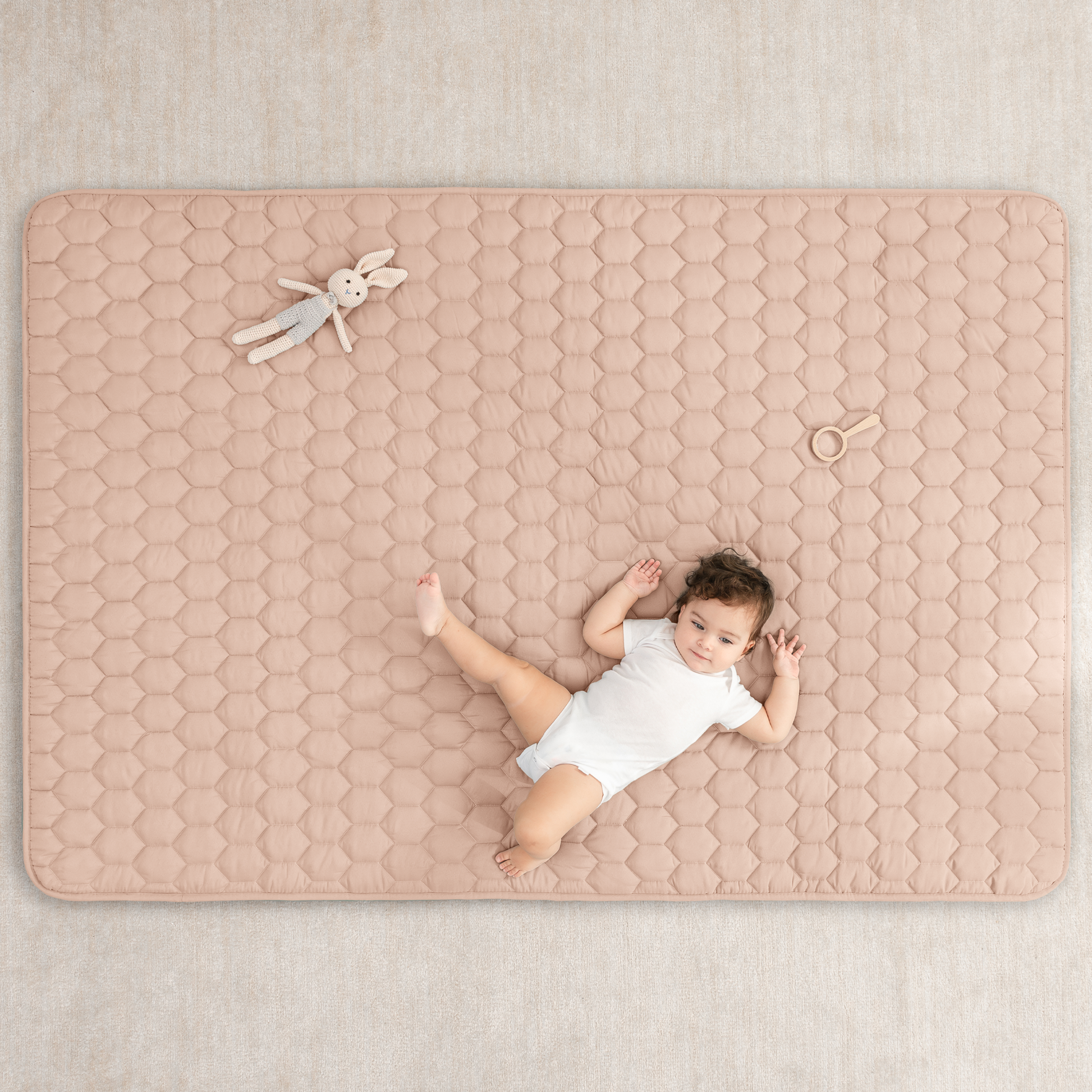 Premium Play Mat with Non-Slip Bottom by Comfy Cubs: Pacific Blue / Square 56" X 56" - Edwina Alexis