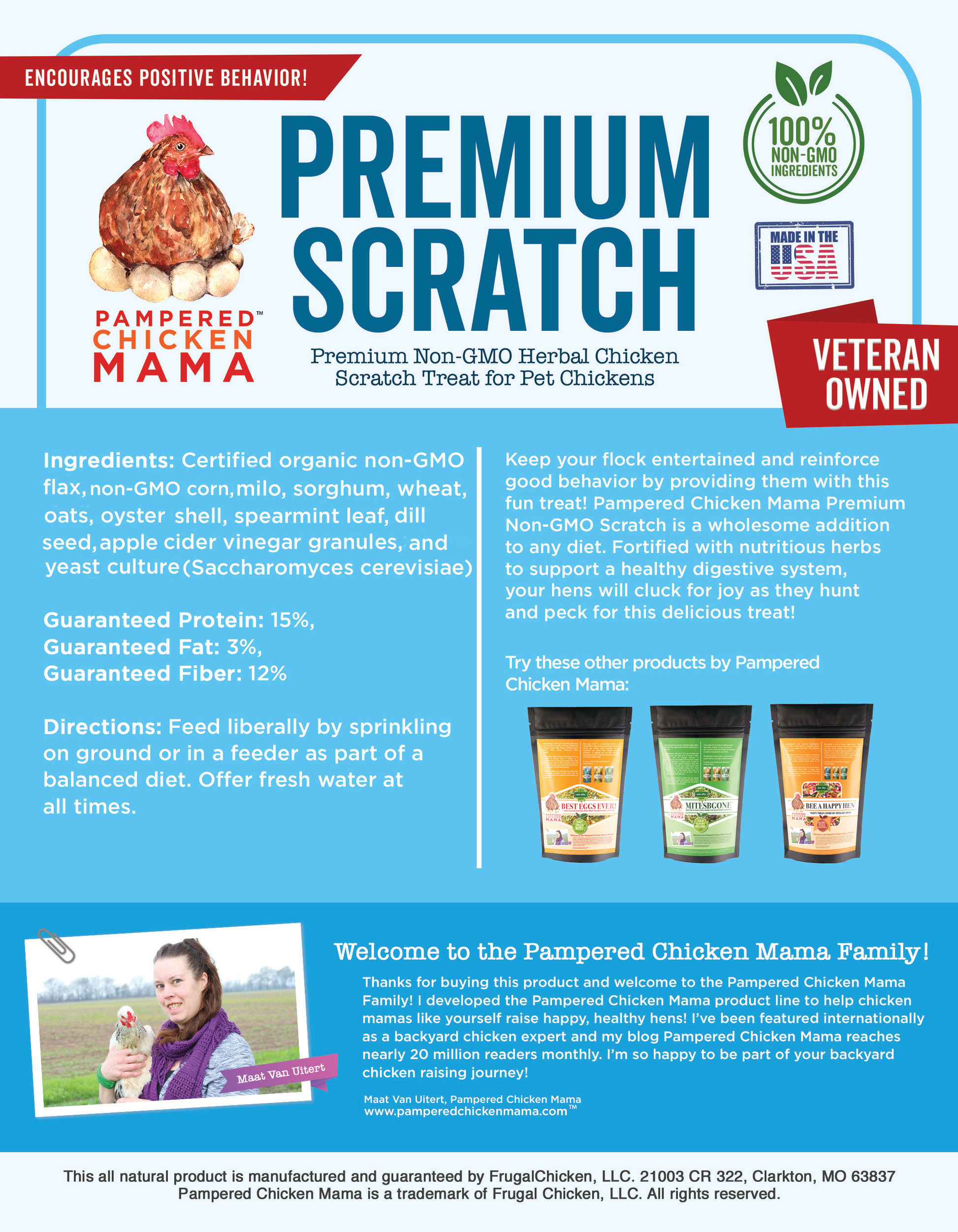 Non-GMO Premium Chicken Scratch With Herbs To Encourage Positive Behaviors: 40 pounds - Edwina Alexis