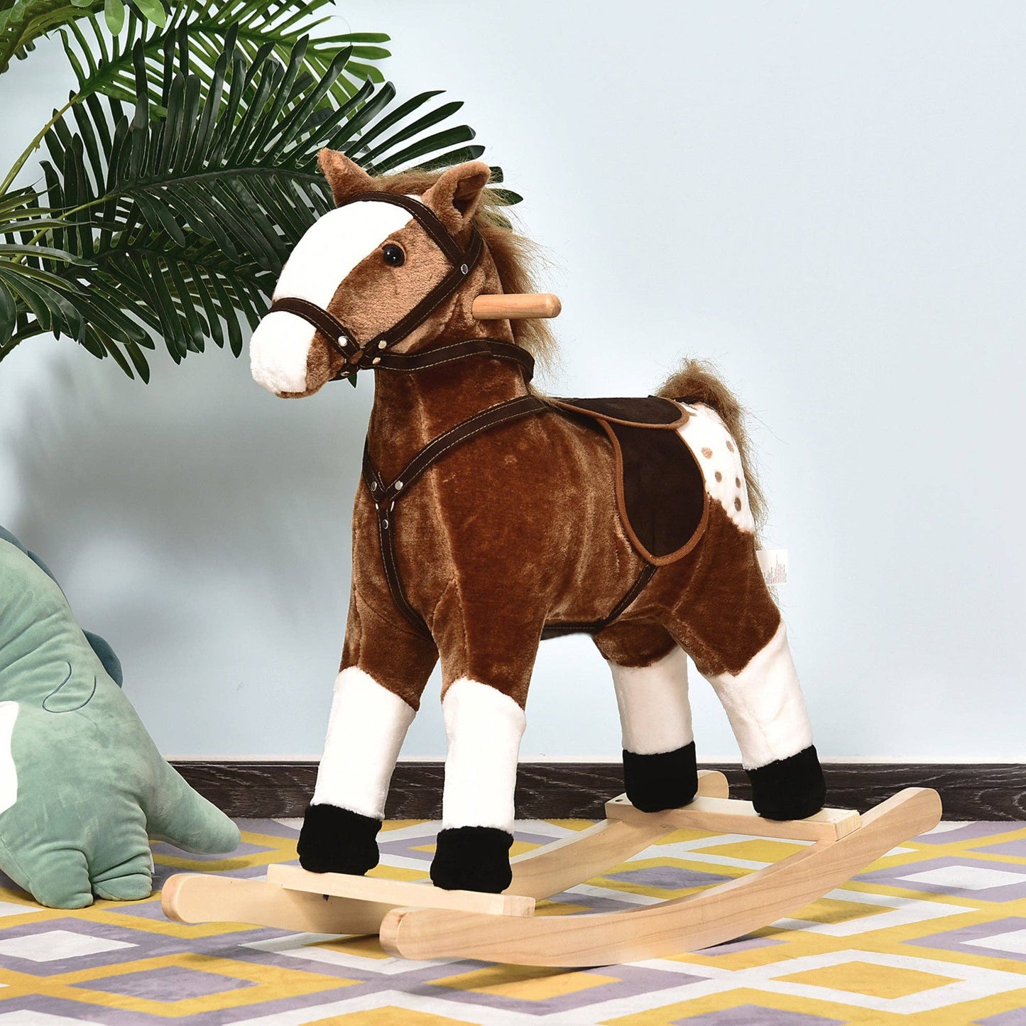 Plush Rocking Horse with Saddle and Sounds for Kids: Default