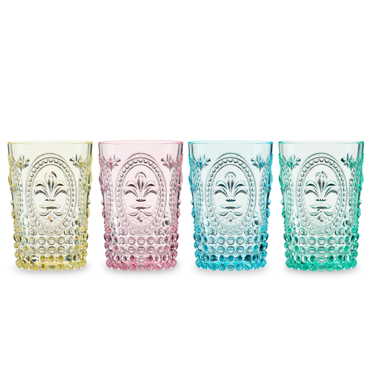 Acrylic Embossed Tumblers - Assorted Colors - Set of 4