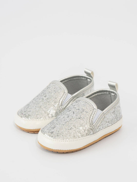 Glitter Slip On Baby Shoe Silver: 12/18MOS