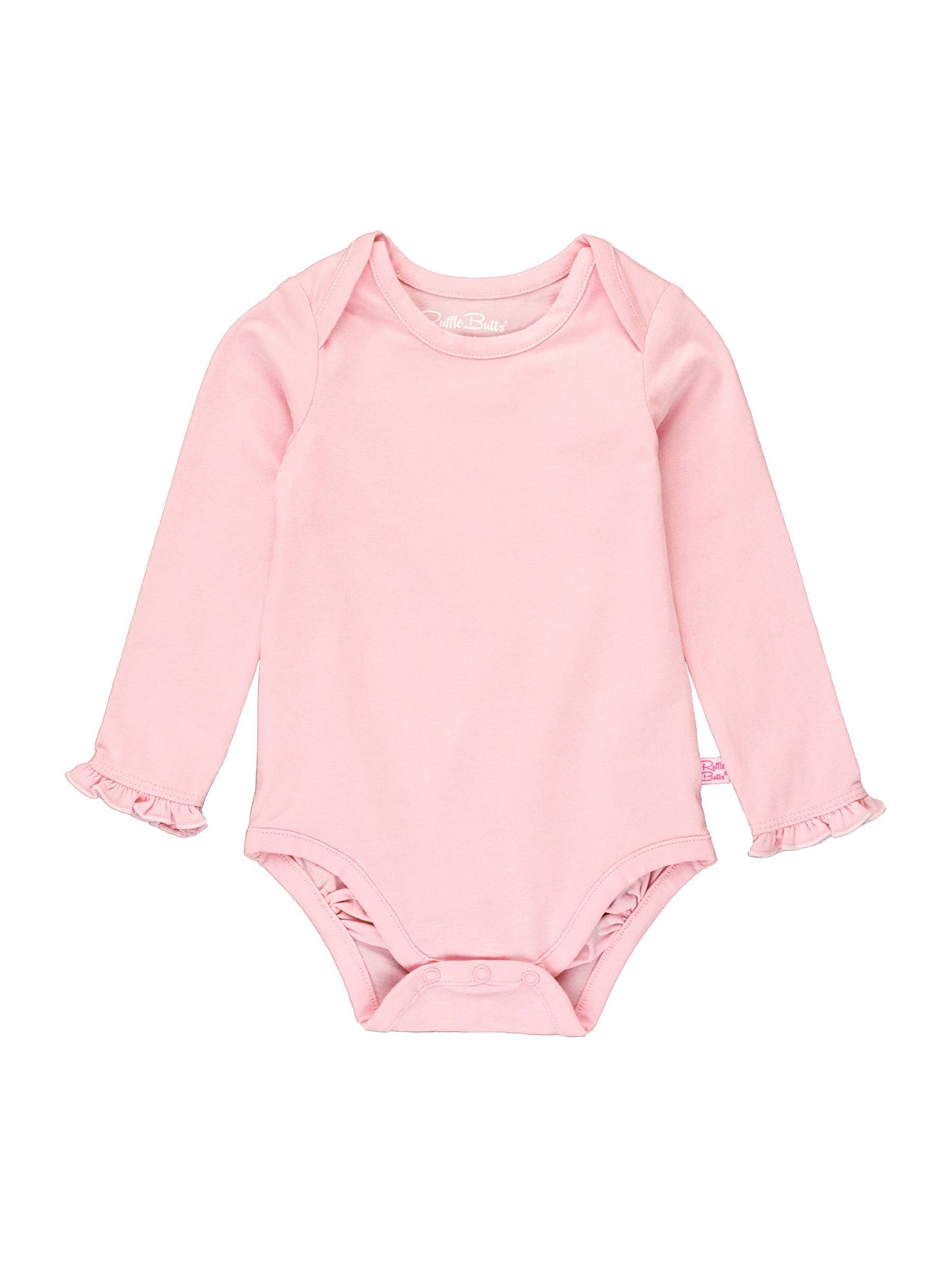 Baby Girls Pink Knit Long Sleeve Ruffle Bodysuit: Pink / 18-24m