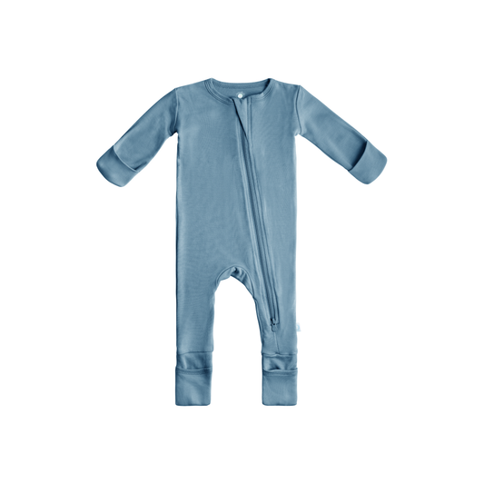 Baby Bamboo Pajamas w/ DreamCuffs® - Ocean Blue: 0 - 3 Months - Edwina Alexis