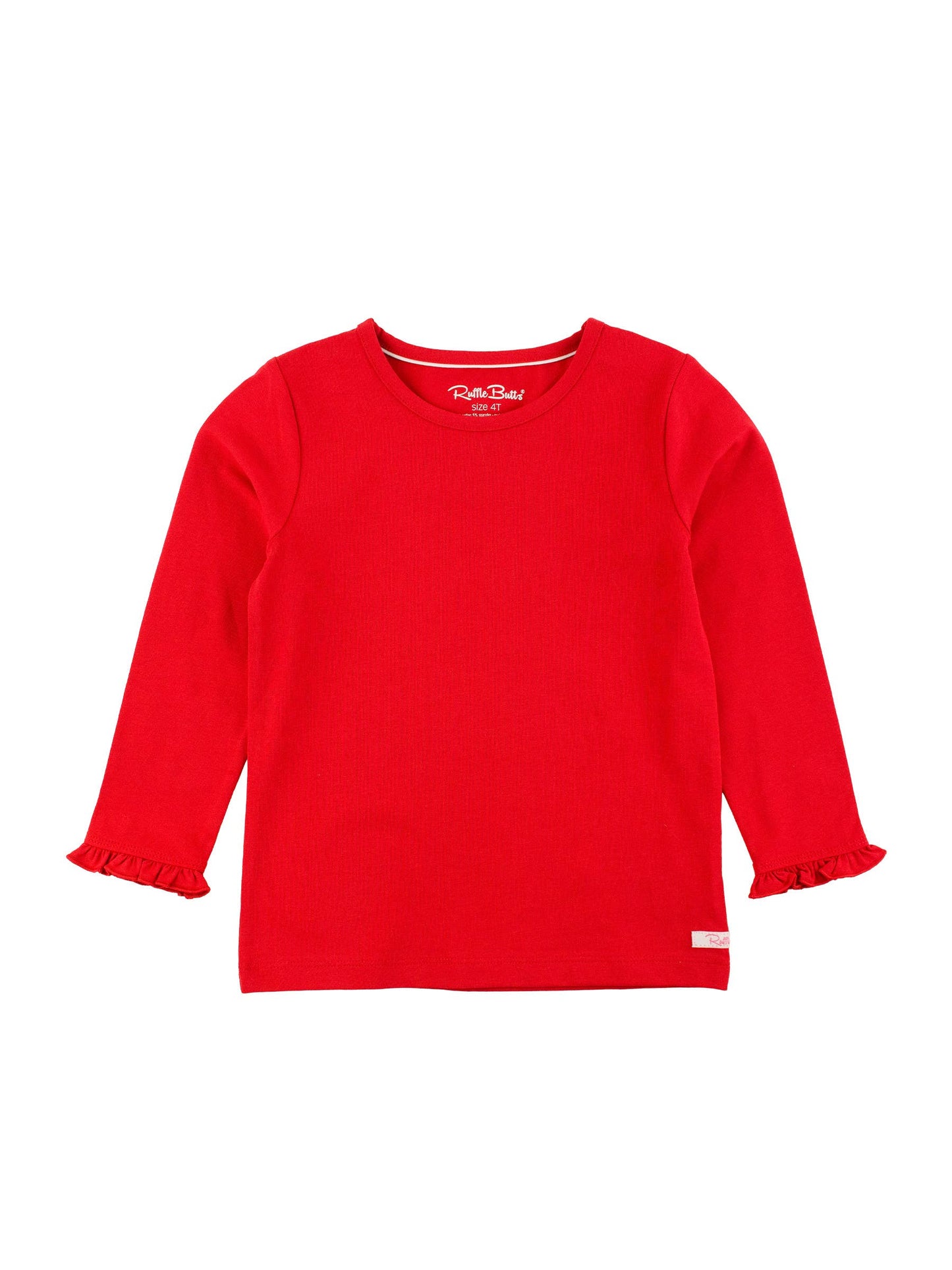 Girls Red Knit Long Sleeve Ruffle Sleeve Top: Red / 18-24m
