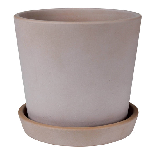 Harriet Cachepot with Saucer, Cement - 5” - Edwina Alexis