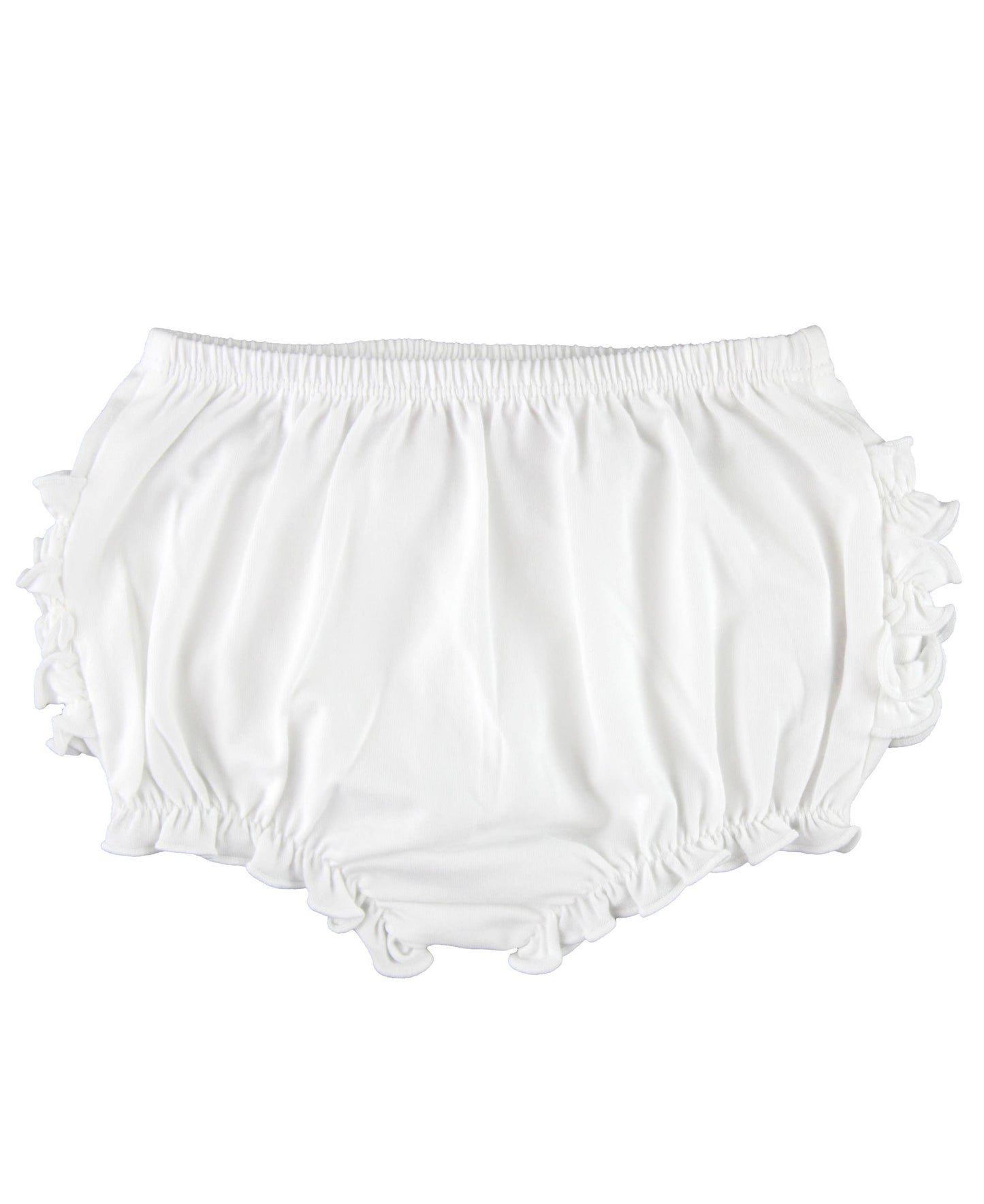 Baby Girls White Knit RuffleButt Bloomer: White / 18-24m