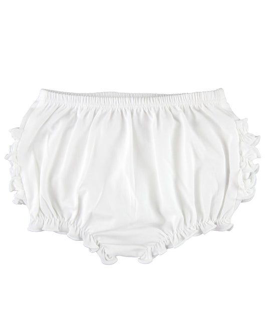 Baby Girls White Knit RuffleButt Bloomer: White / 18-24m