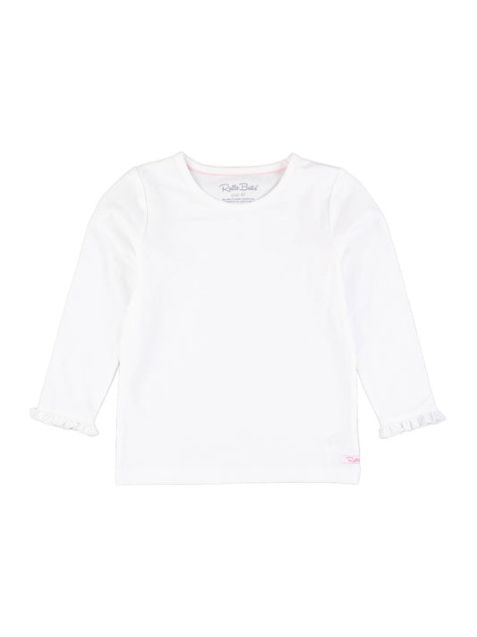 Girls White Knit Long Sleeve Ruffle Sleeve Top: White / 18-24m