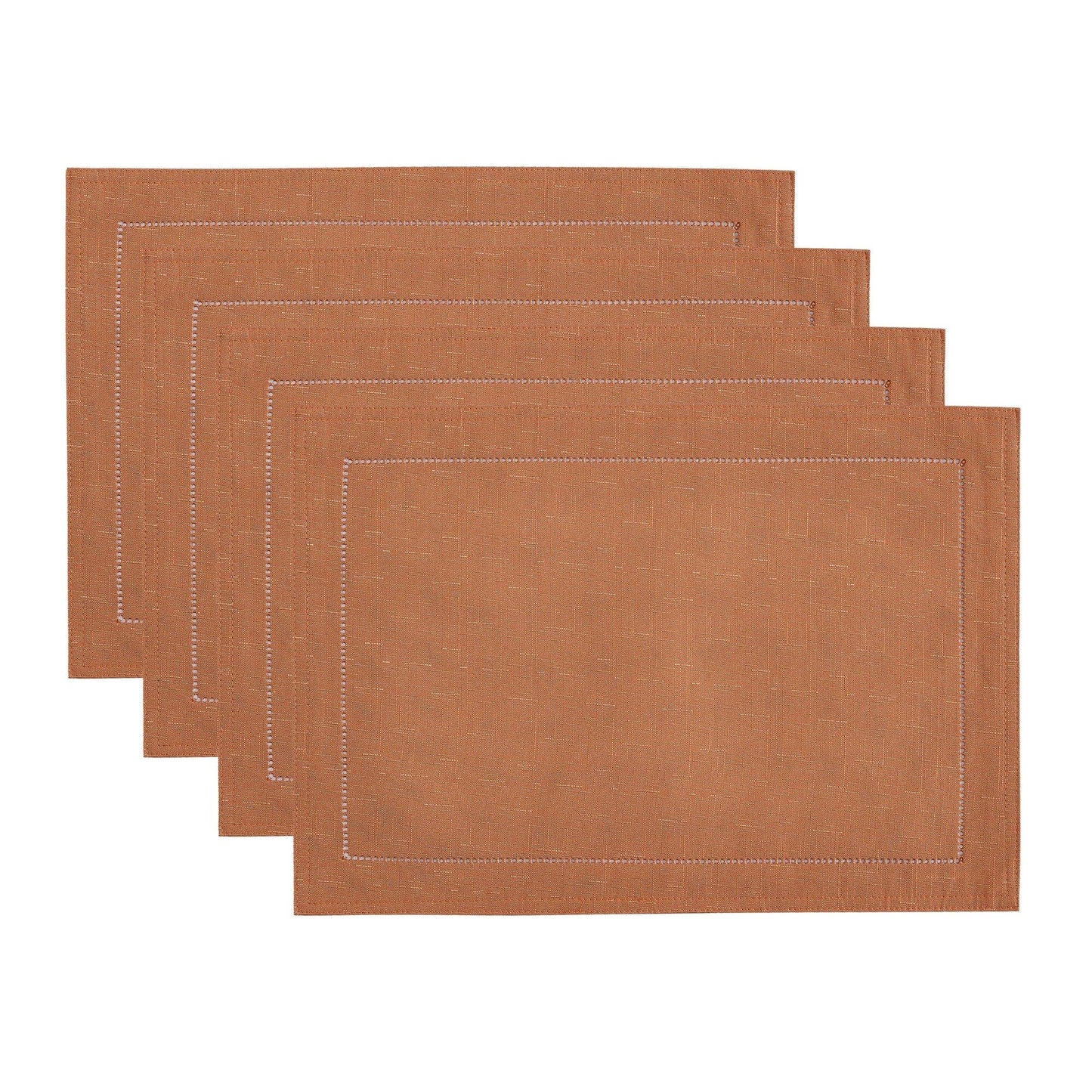 Alison Hemstitch Border Fabric Placemat, Set of 4 - 13"x19": Fog