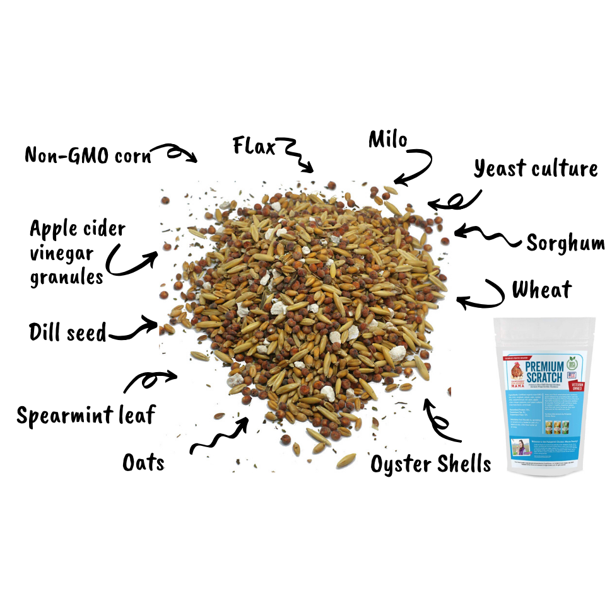Non-GMO Premium Chicken Scratch With Herbs To Encourage Positive Behaviors: 40 pounds - Edwina Alexis