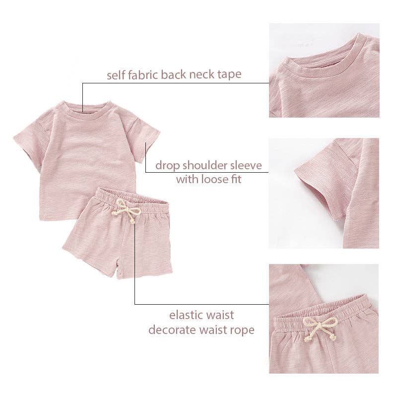Kids Organic Cotton Short Sleeve Set Cute Casual Style