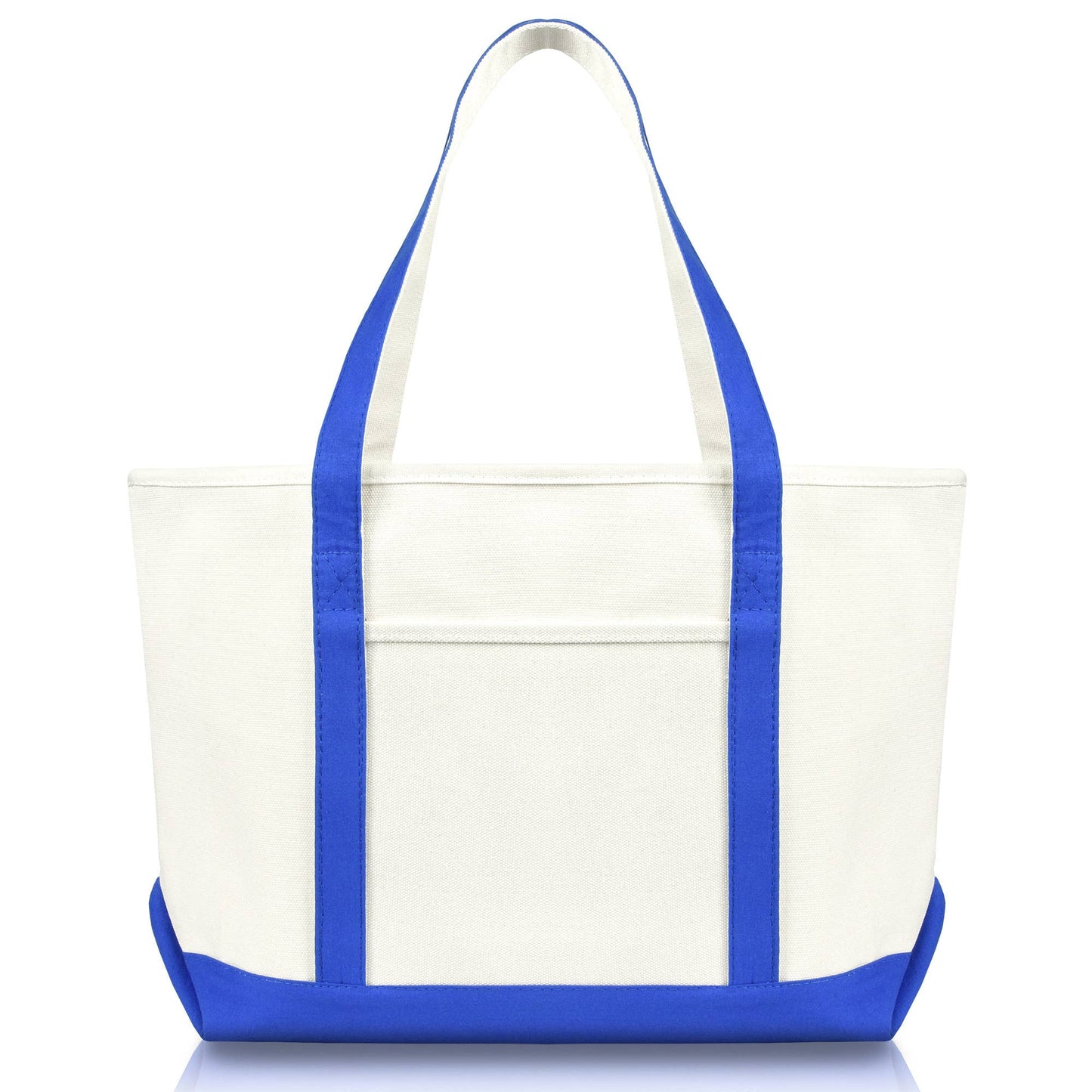 DALIX 23" Premium 24 oz. Cotton Canvas Shopping Tote Bag: Navy Blue