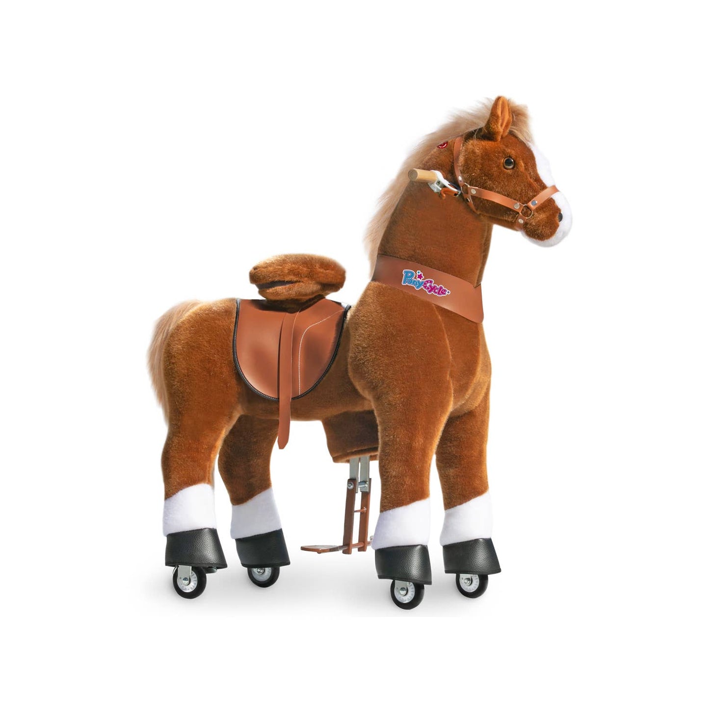 PonyCycle Ride-On Brown Horse | Plush Animal Riding Pony Toy: S - Age 3-4