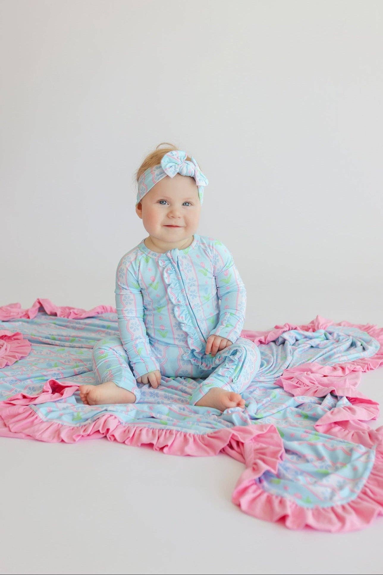 WHIMSY TULIP DREAM RUFFLE ROMPER: 0-3M