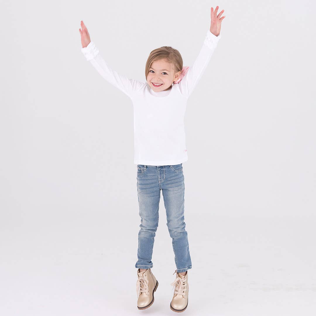 Girls Light Wash Denim Skinny Jeans: Blue / 2T
