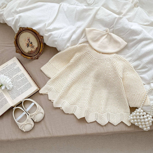 Baby Toddler Girls Handmade Knitting Solid Pullover: Apricot / 66 (3-6M) - Edwina Alexis