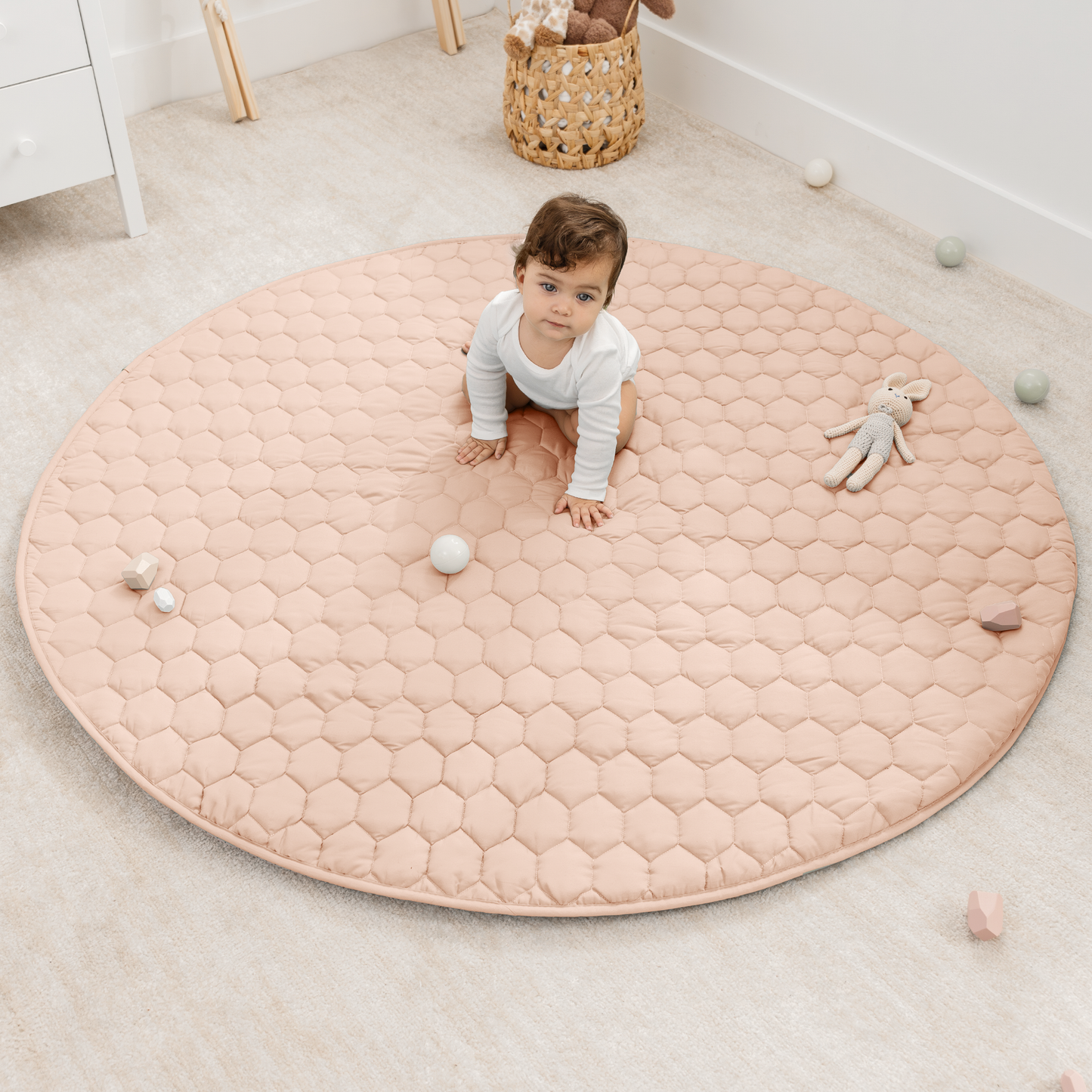 Premium Play Mat with Non-Slip Bottom by Comfy Cubs: Pacific Blue / Square 56" X 56" - Edwina Alexis