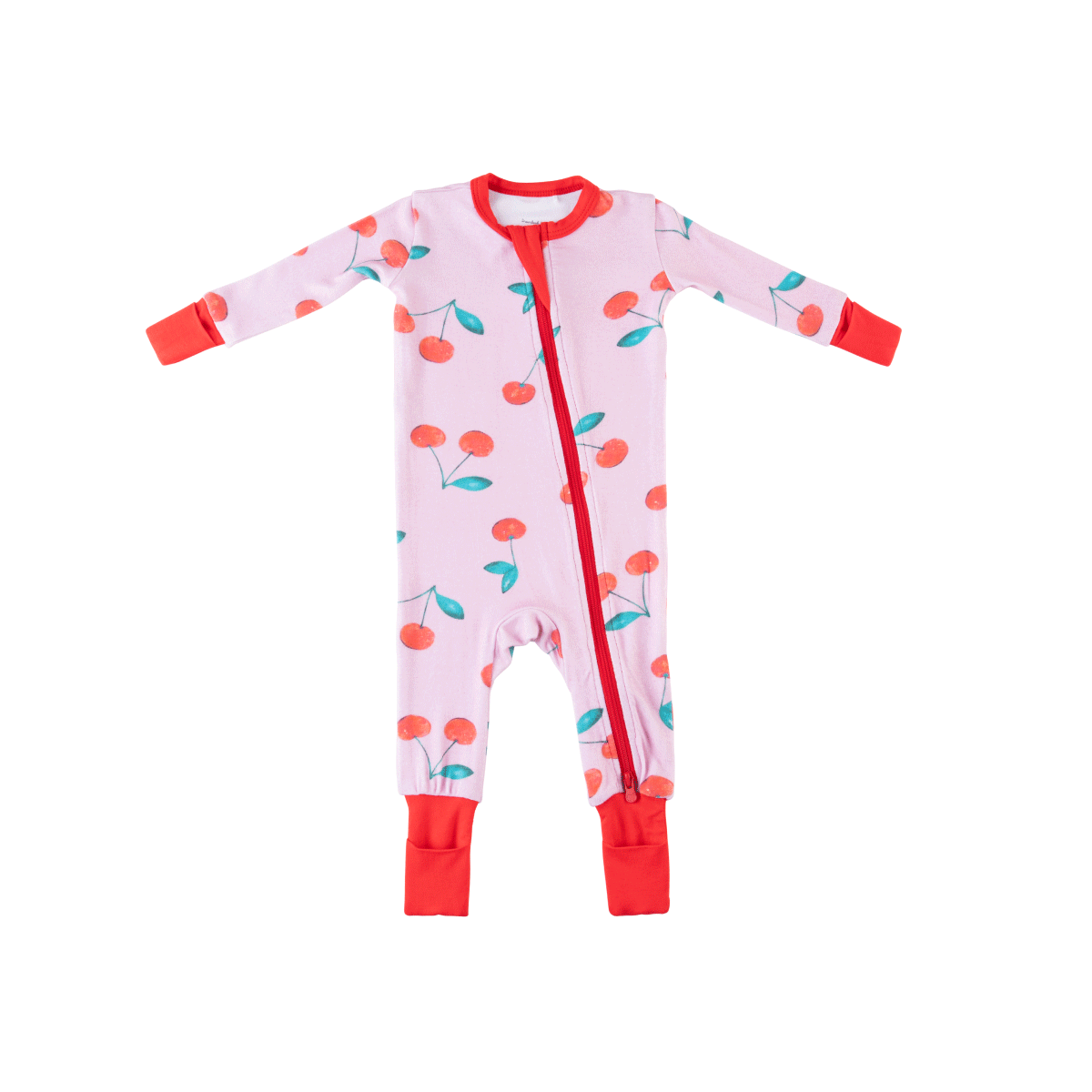 Baby Bamboo Pajamas w/ DreamCuffs® - Cherry: 12 - 18 Months