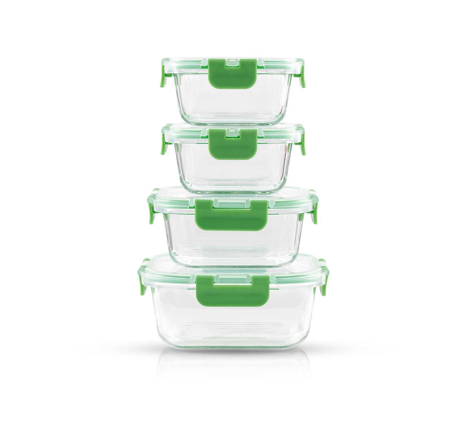 JoyFul 12 Glass Storage Containers With Green Leakproof Lids