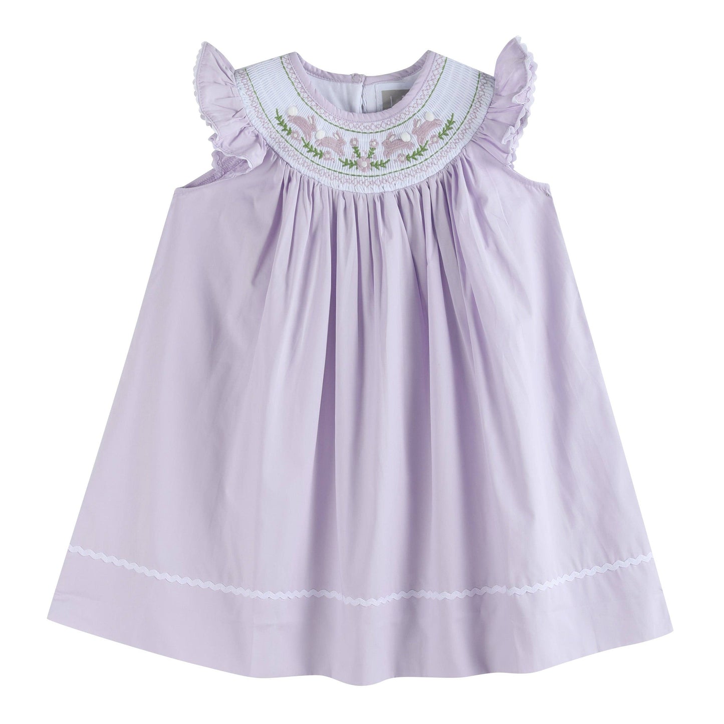 Light Purple Bunnies Smocked Bishop Dress: 2T