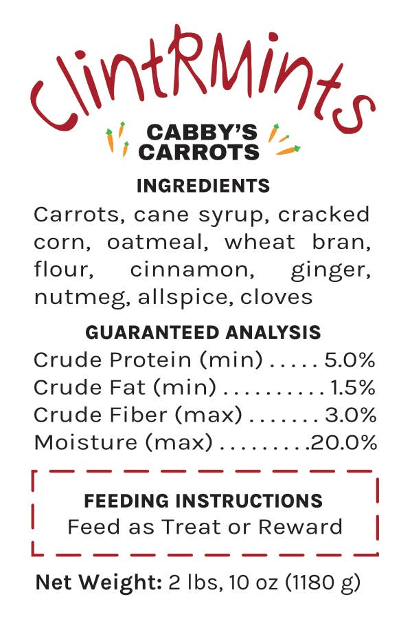 ClintRMint Horse Treats Cabby's Carrots Flavor : Small Bag