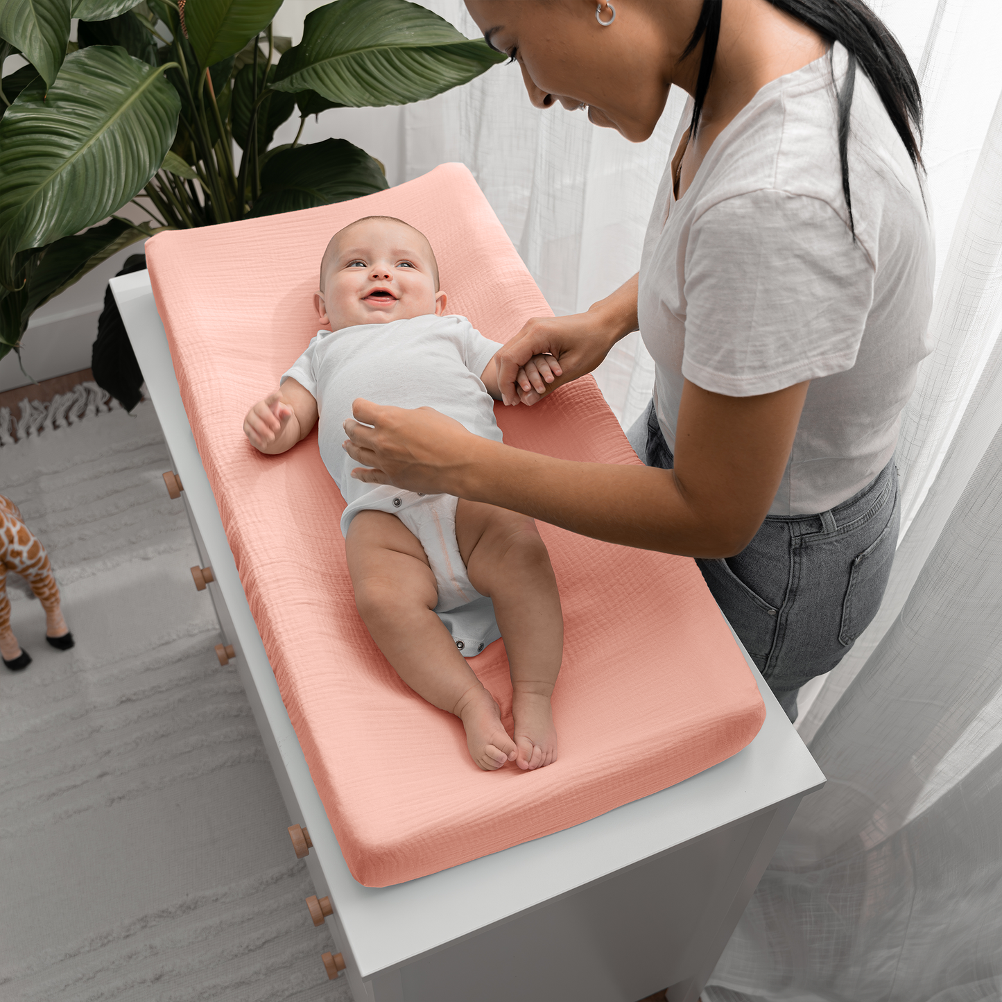 Muslin Fitted Changing Pad Cover, Extra Soft  by Comfy Cubs: White