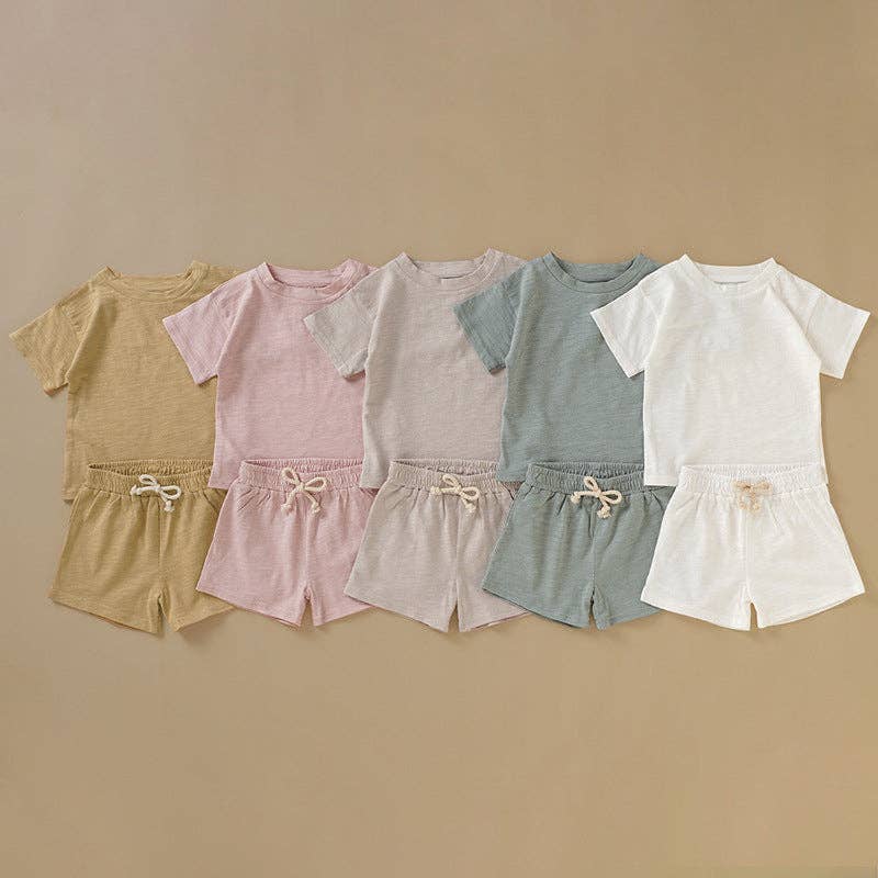 Kids Organic Cotton Short Sleeve Set Cute Casual Style