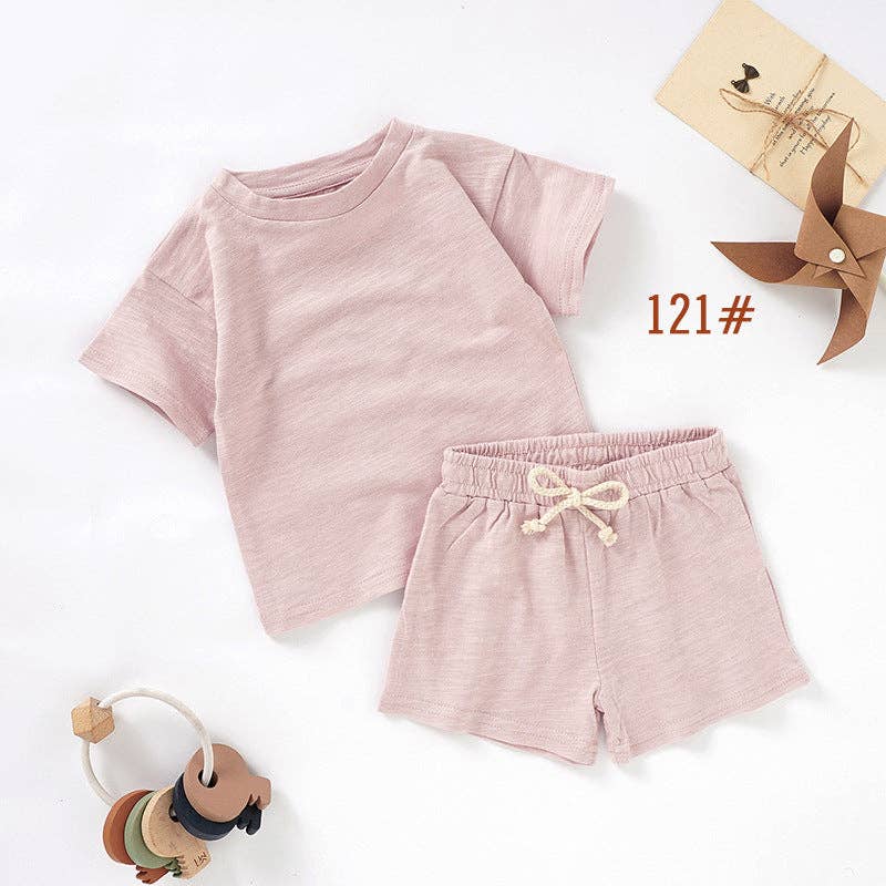 Kids Organic Cotton Short Sleeve Set Cute Casual Style