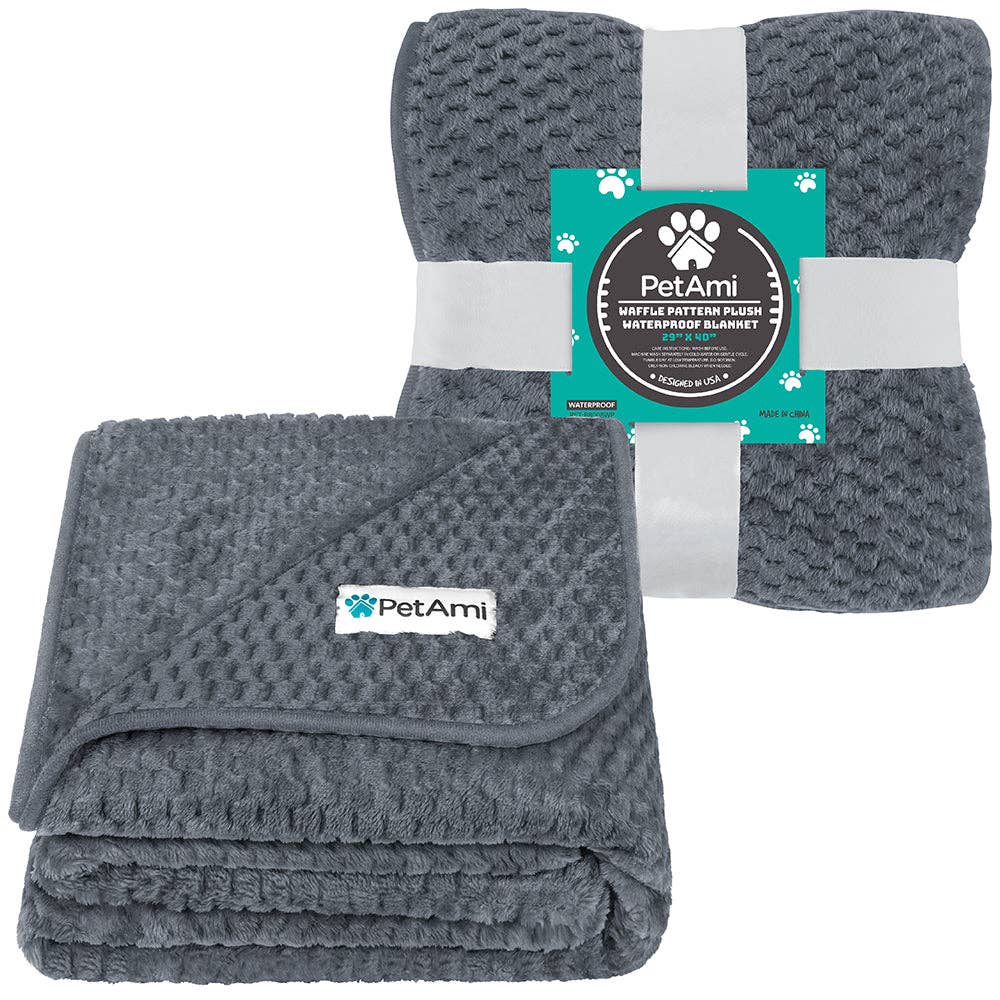 Waterproof Waffle Textured Pet Blanket: Gray / X-Large - 60" x 80" - Edwina Alexis