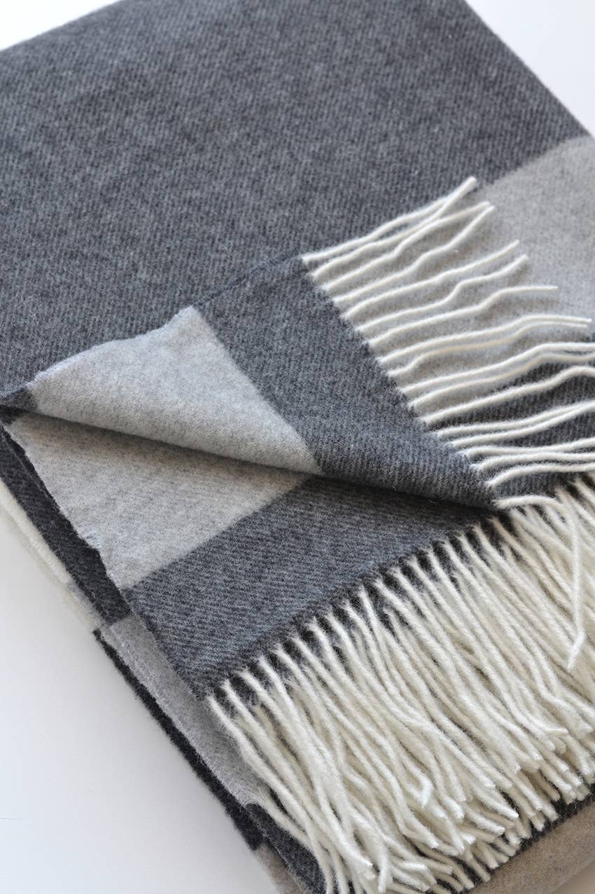 Foxhurst Throw Grey, White, Natural Stripes - Edwina Alexis