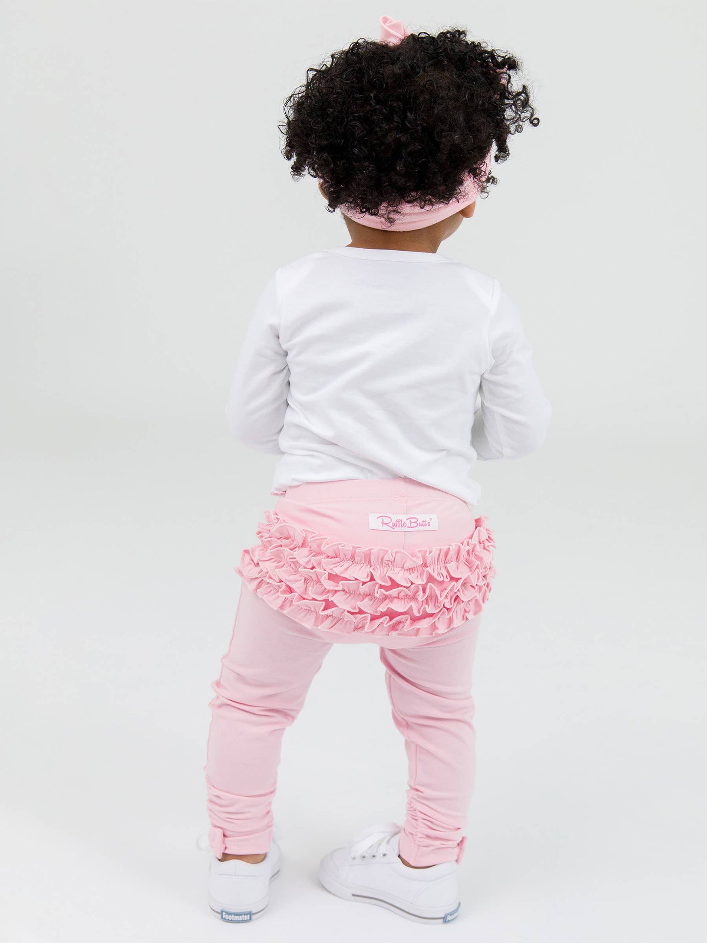 Girls White Knit Long Sleeve Ruffle Bodysuit: White / 12-18m