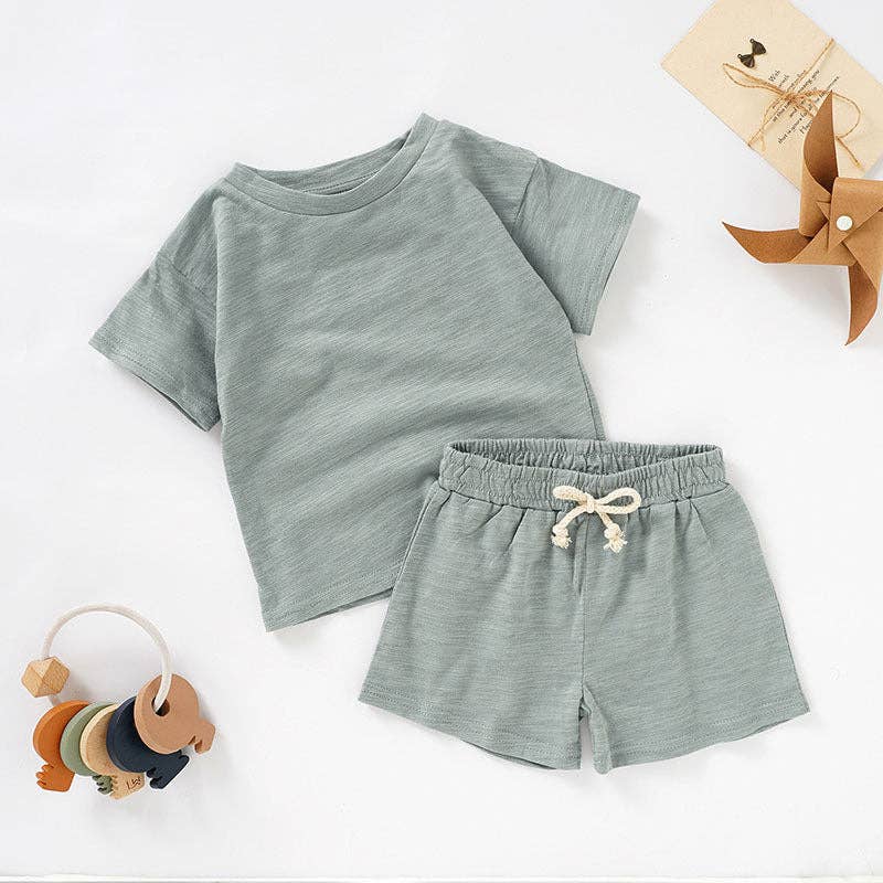 Kids Organic Cotton Short Sleeve Set Cute Casual Style