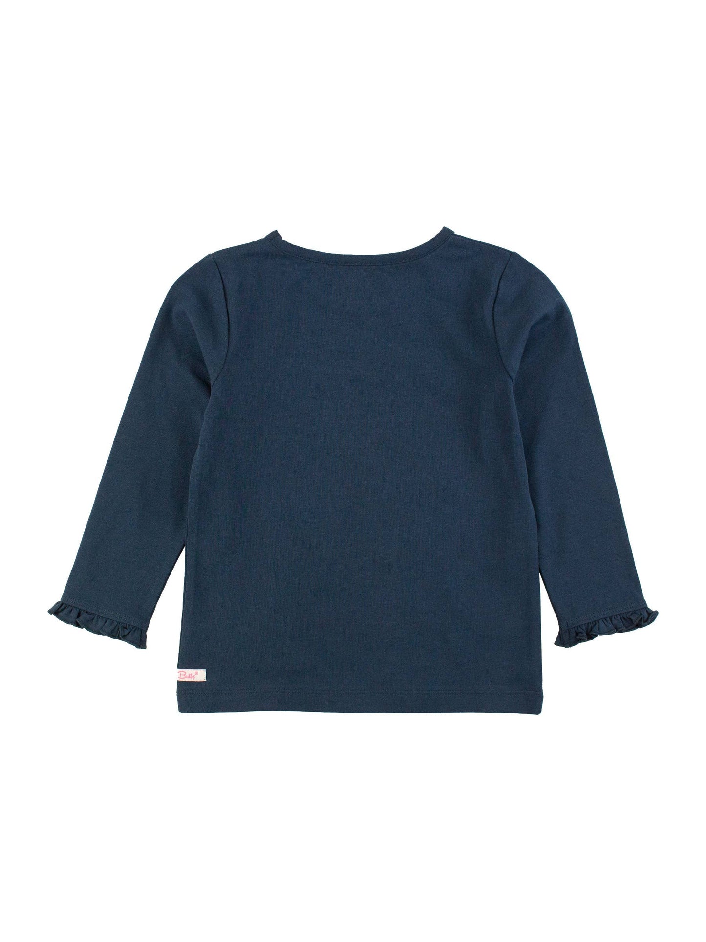 Girls Dark Navy Knit Long Sleeve Ruffle Sleeve Top: Navy / 18-24m