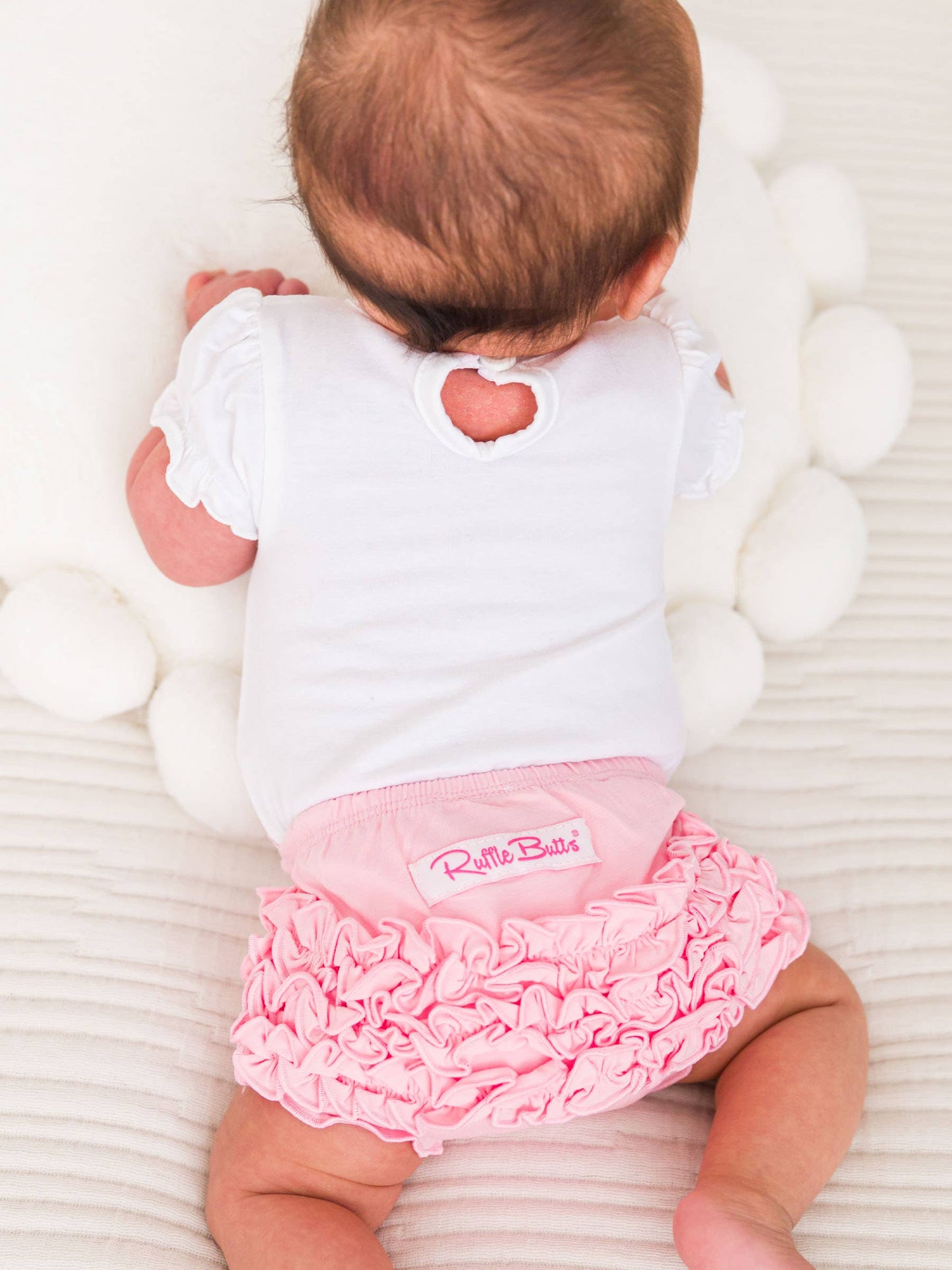 Baby Girls White Knit Puff Short Sleeve Bodysuit: White / 12-18m