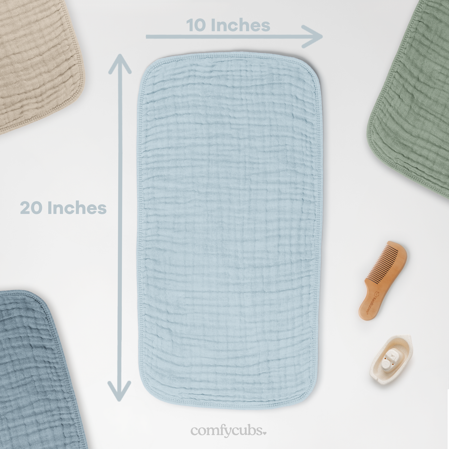 Muslin Burp Cloths by Comfy Cubs: White / 6-Pack 20”X10”