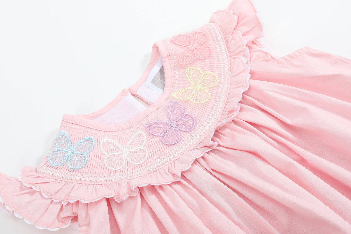 Pink Butterflies Smocked Bishop Dress: 5Y