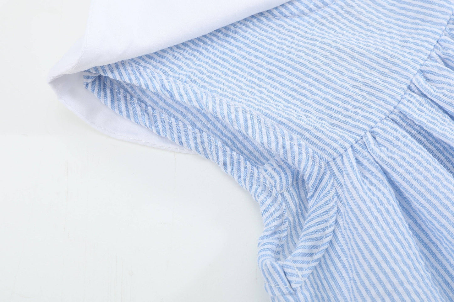 Blue Bunnies Seersucker Yoke Dress: 18-24M