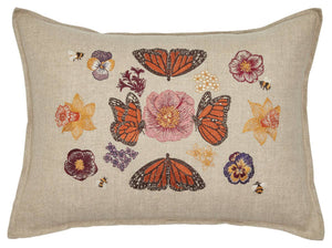 Butterflies and Blooms Pillow: Pillow Cover with Insert - Edwina Alexis
