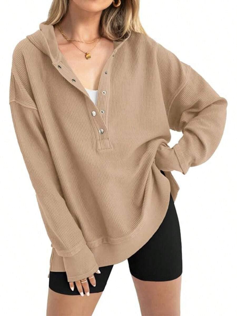 Women  Solid Color casual Raglan Sleeve Pullover Hoodie: Grey / XXL