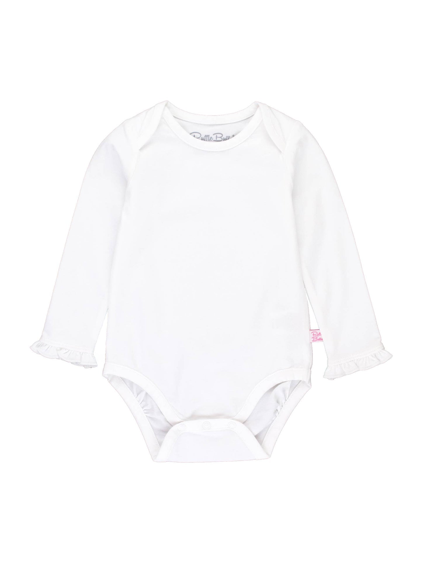 Girls White Knit Long Sleeve Ruffle Bodysuit: White / 12-18m