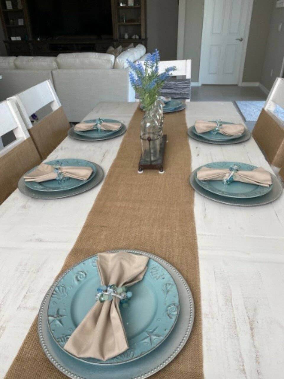 13 x 108 inch Jute Burlap Table Runner Natural