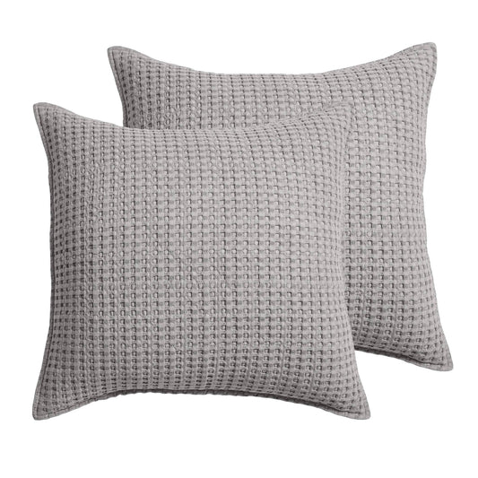 Mills Waffle Euro Sham Set of 2: Grey