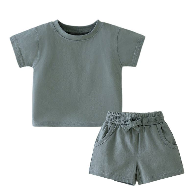 GOTS Certified Organic Cotton Baby T-Shirt Set: 212# Gray Blue / 12-18M
