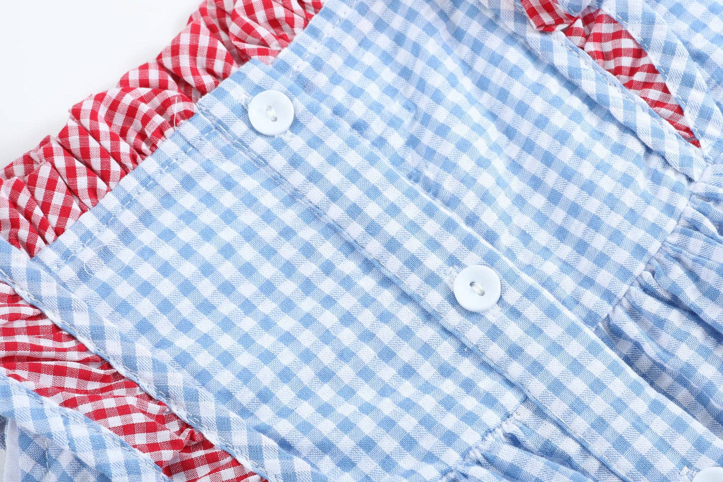 Blue Gingham American Flag Ruffle Dress: 5Y